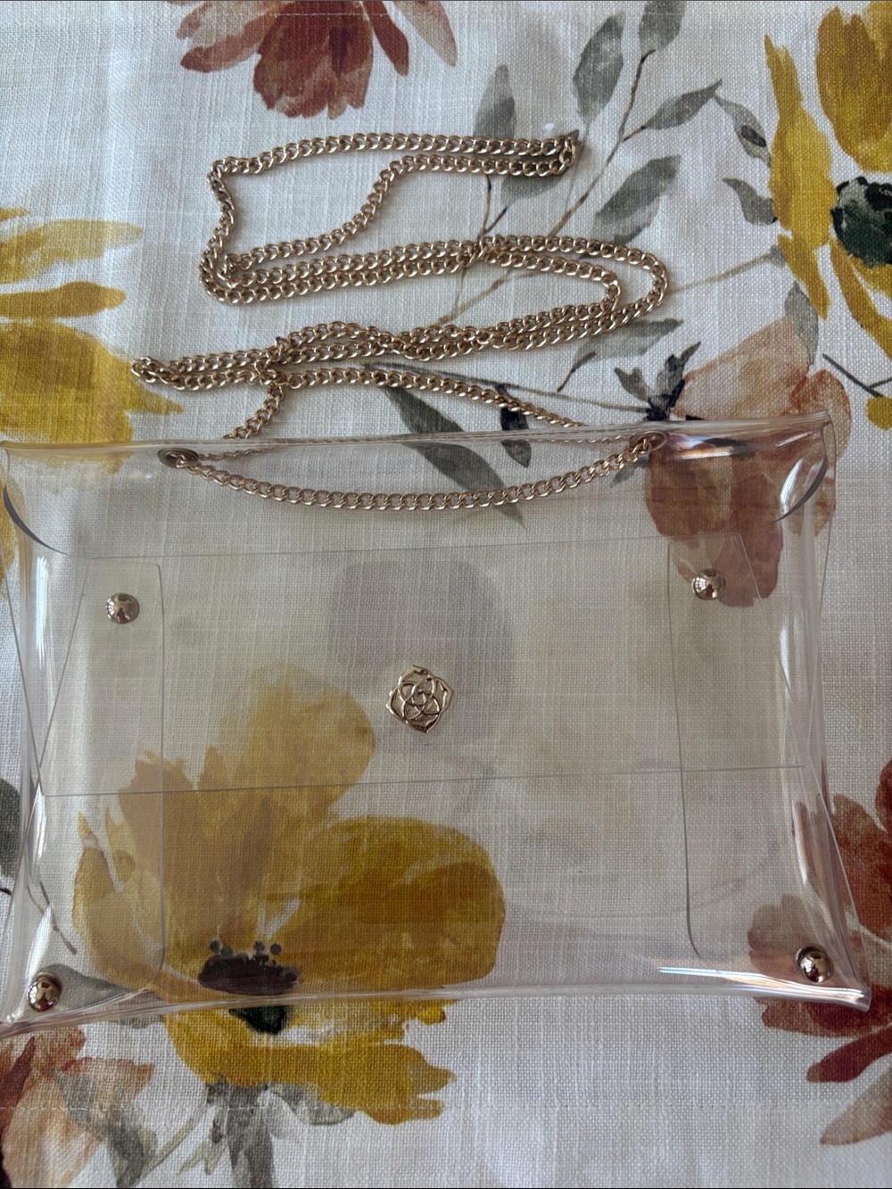 Kendra Scott Clear PVC Crossbody with Gold Chain